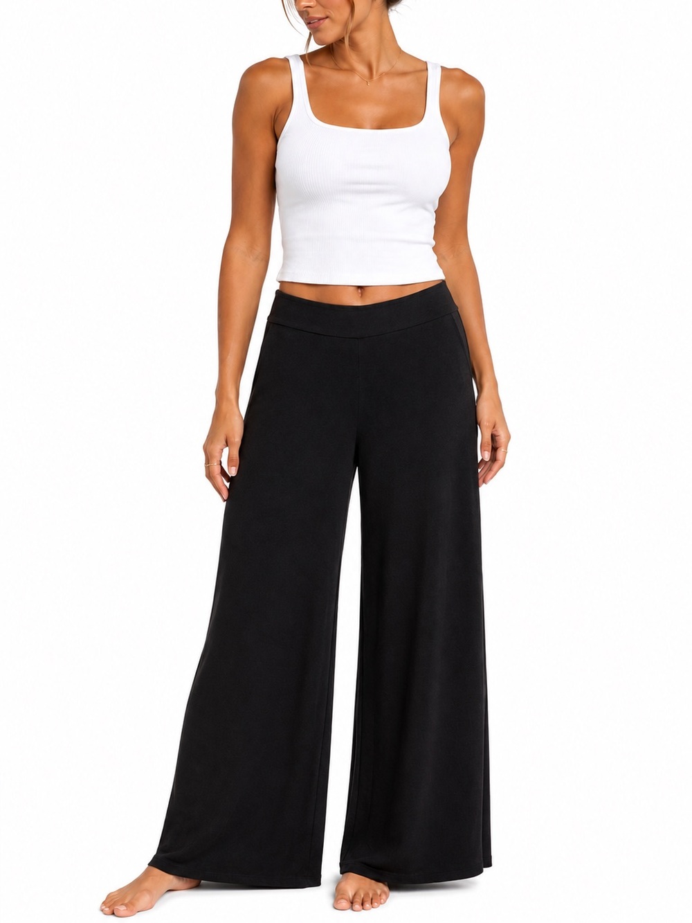 GBTSO Size Large Wide-Leg Black Trouser Pants